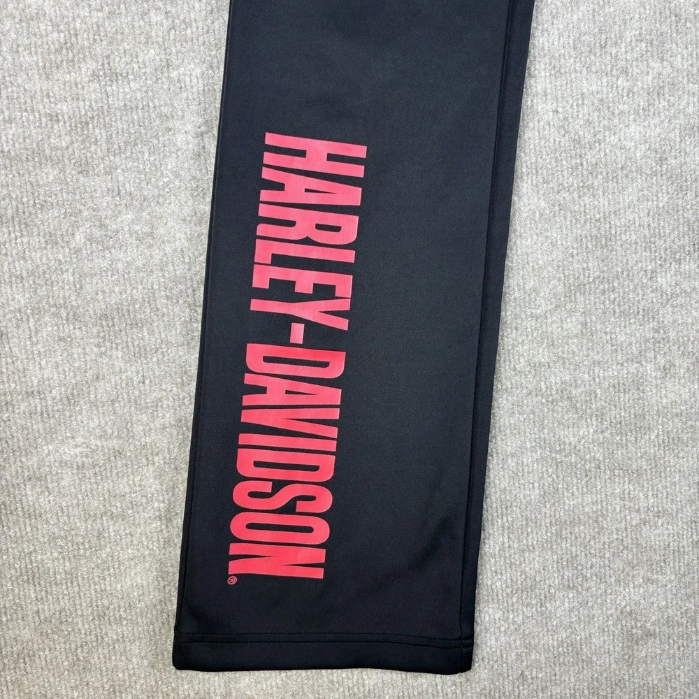Harley-Davidson Womens Yoga Pants Black Bootcut Red Logo Stretch Size S - Picture 2 of 9
